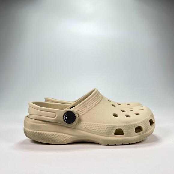 Crocs Classic Clog Bone Beige Slip On Sandals Lightweight Comfort Youth Size 12 - Picture 1 of 10
